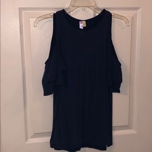 Cute navy open shoulder tank top
